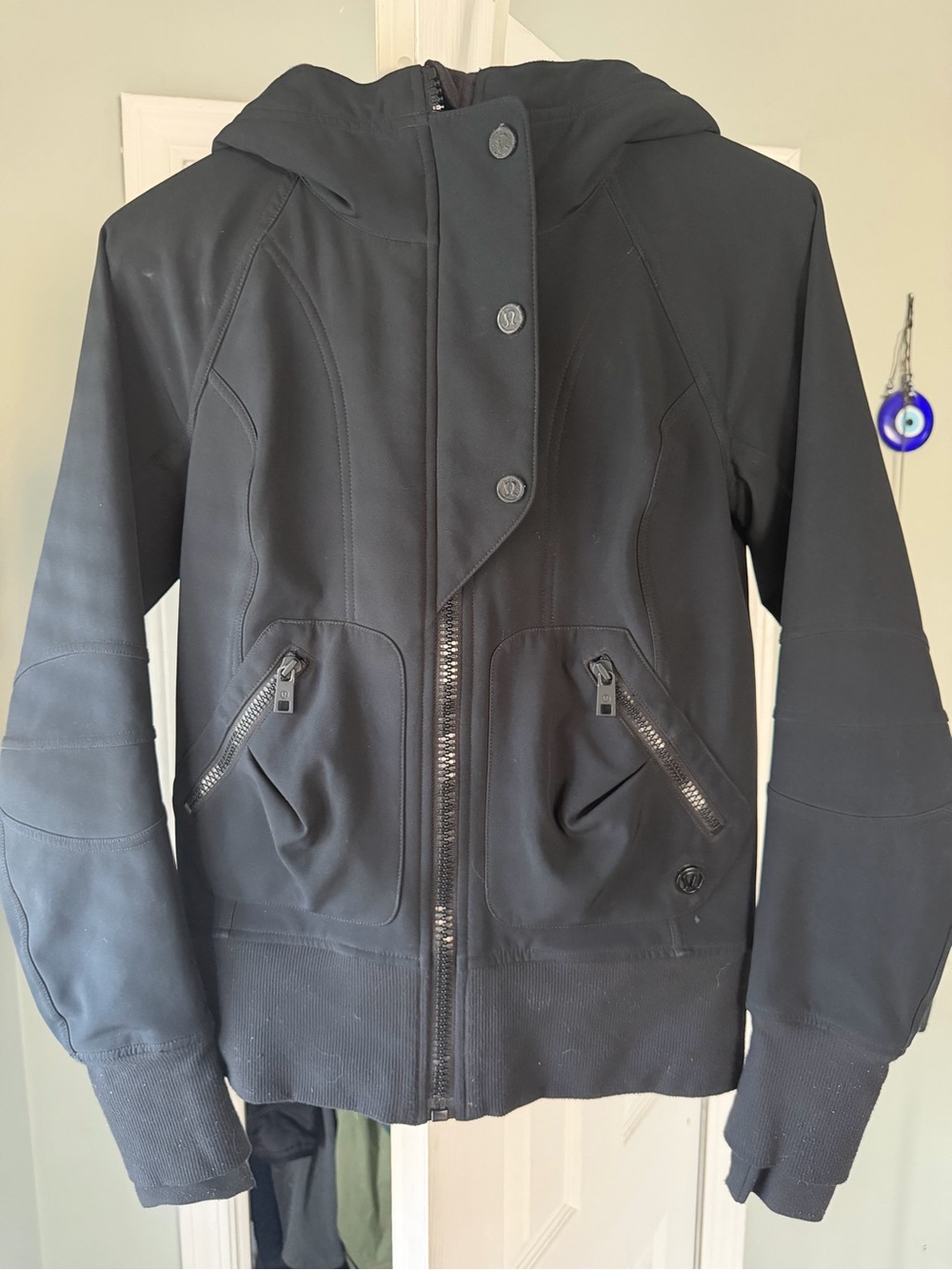 lululemon athletica Black Hooded Lightweight Jacket with Zipper Pockets
